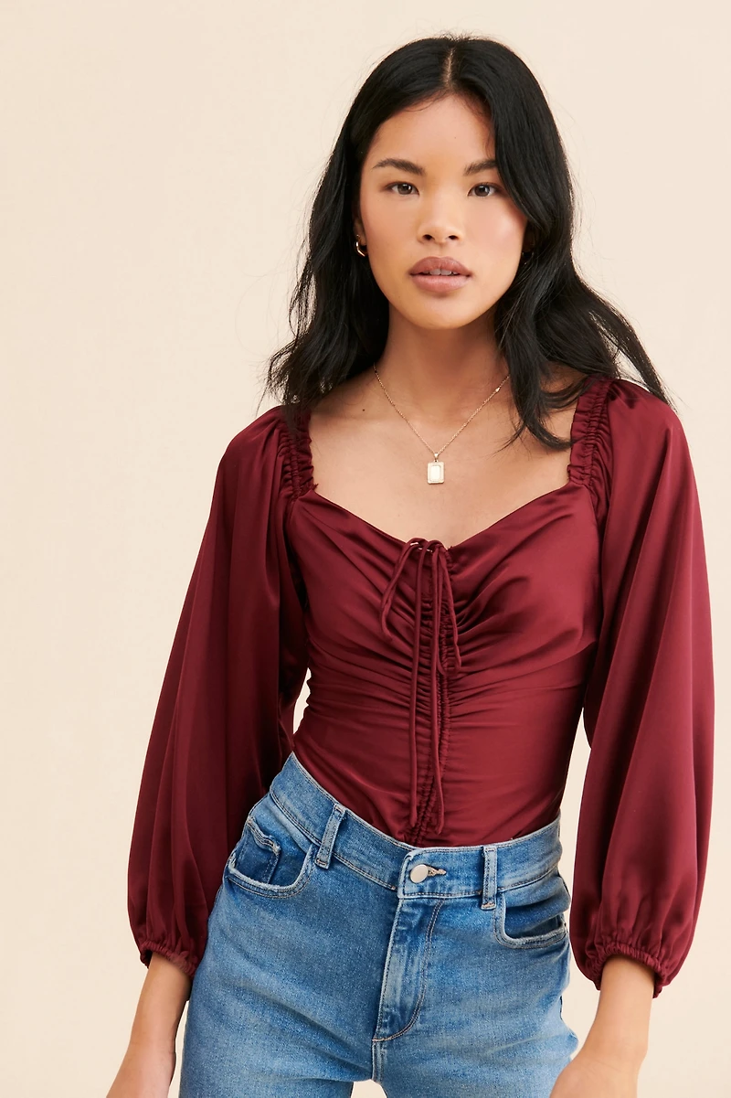 ASTR the Label Silky Cinched Bodysuit