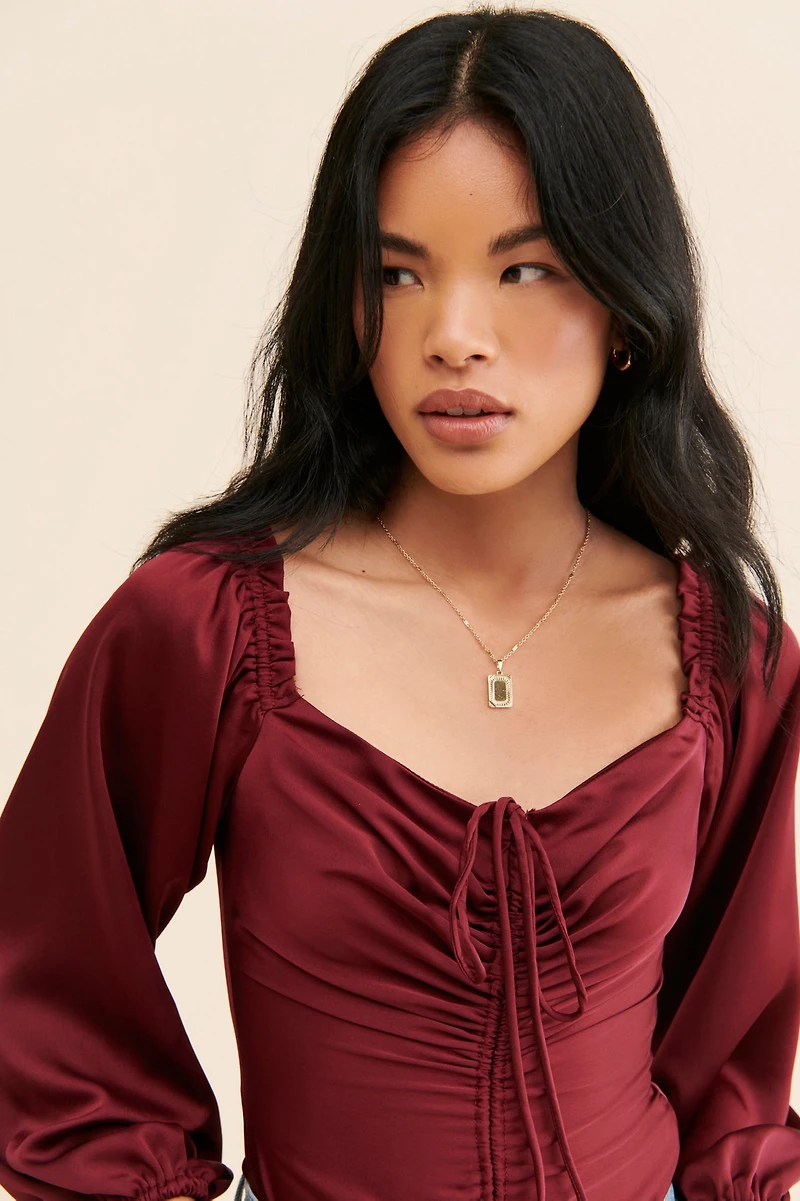 ASTR the Label Silky Cinched Bodysuit