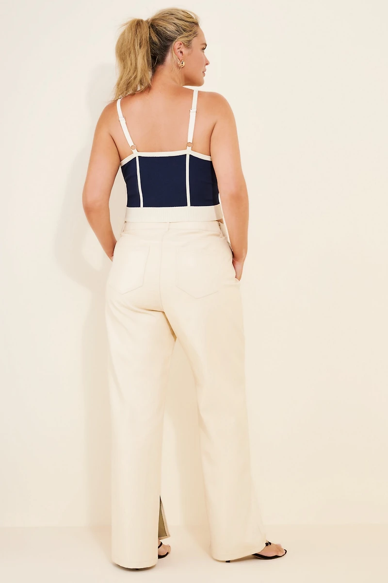 Eloquii Vegan Leather Slit Hem Pants