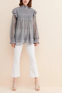 Bl-nk Mock Neck Smock Blouse