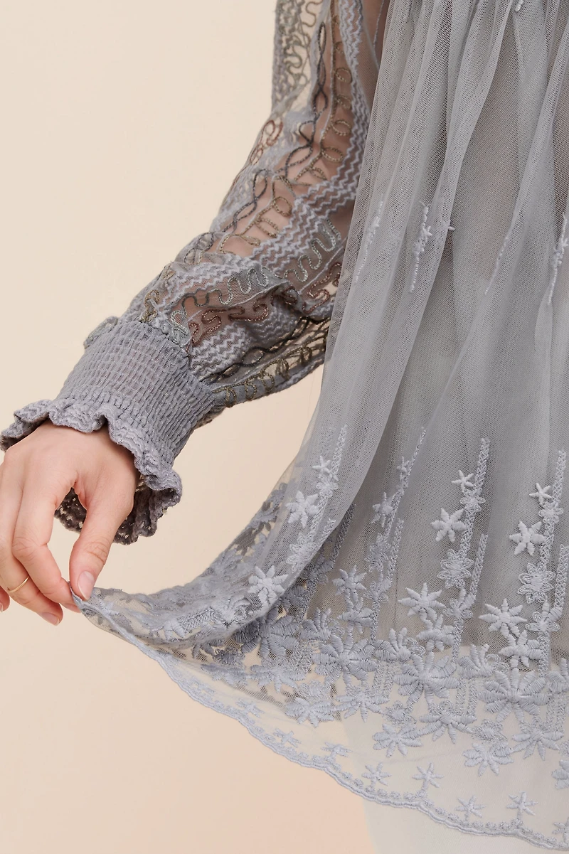 Bl-nk Mock Neck Smock Blouse