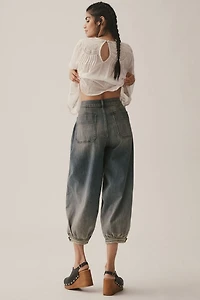 Pilcro Pleated High-Rise Balloon-Leg Jeans