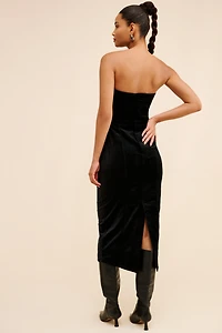 Good American Fit For Success Velvet Strapless Midi Dress