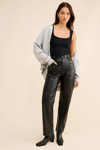 Pistola Taylor Vegan Leather Straight Leg Jeans