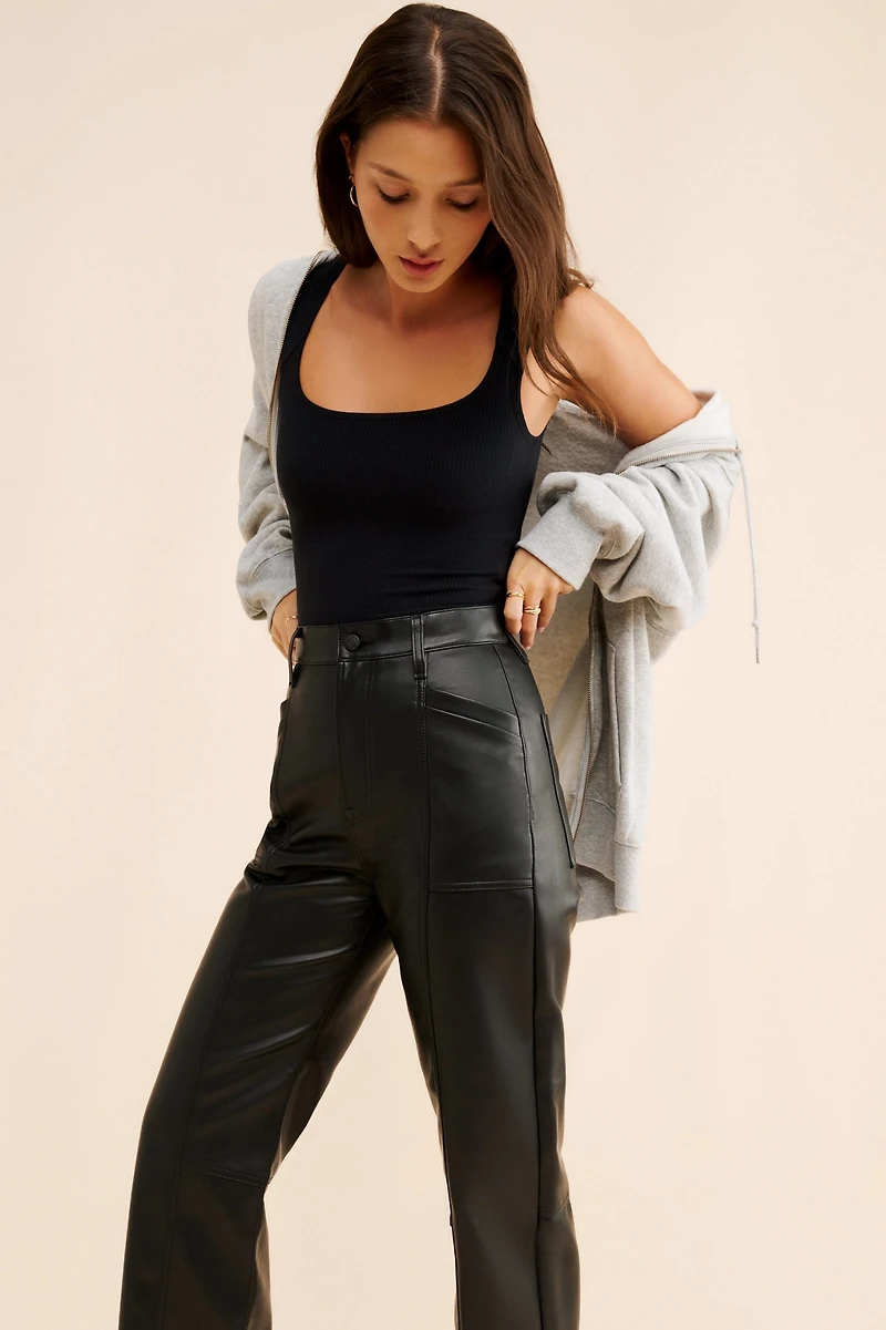 Pistola Taylor Vegan Leather Straight Leg Jeans