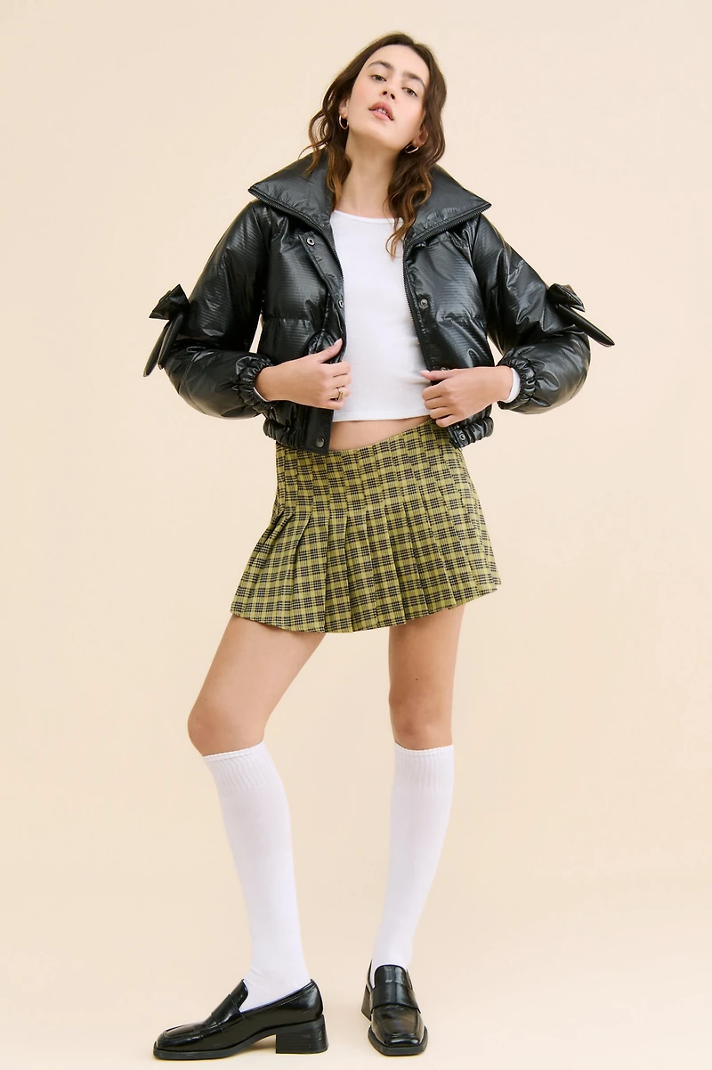 Flat White Bow Puffer Jacket