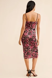 Adelyn Rae Velvet Burnout Cowl Neck Midi Dress