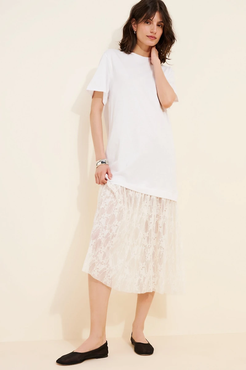 Twofer Lace T-Shirt Dress