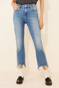 7 For All Mankind High-Waist Slim Kick Raw Hem Jeans