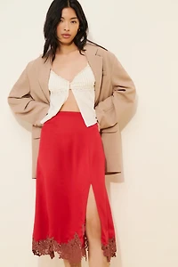 Bl-nk Lania Lace Trim Slip Midi Skirt
