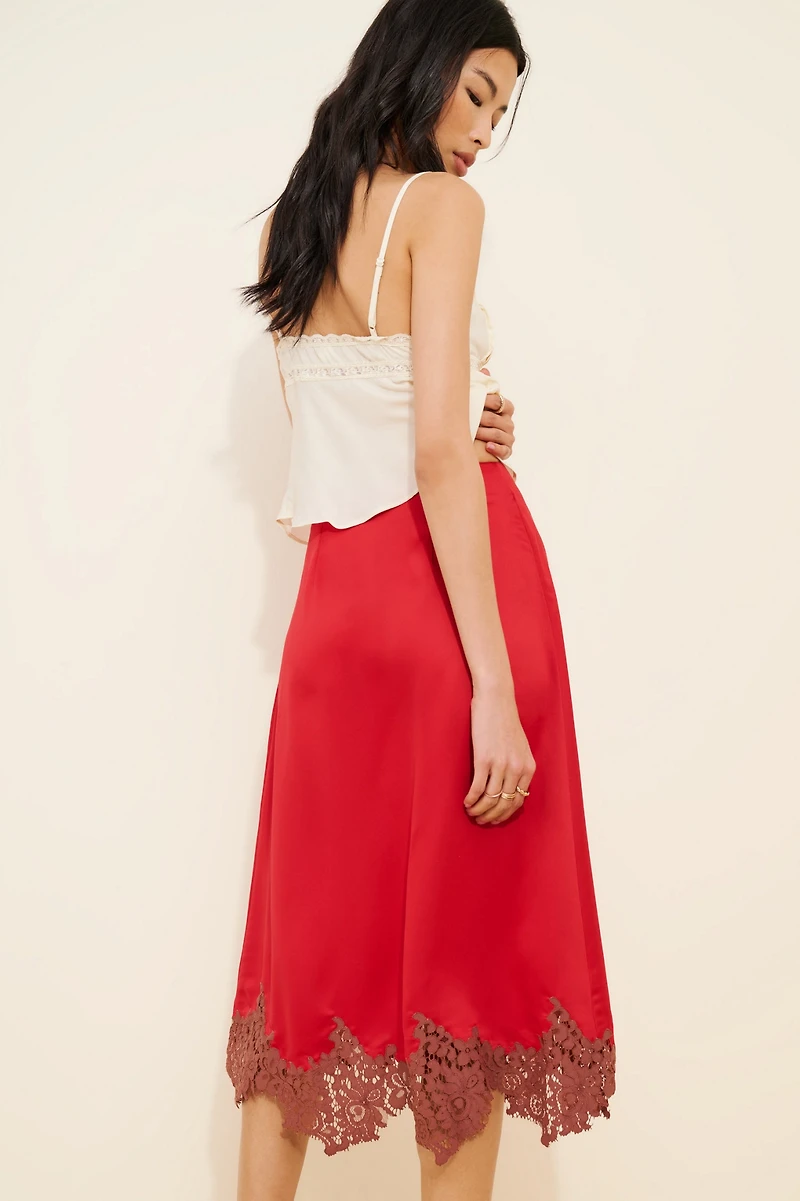 Bl-nk Lania Lace Trim Slip Midi Skirt