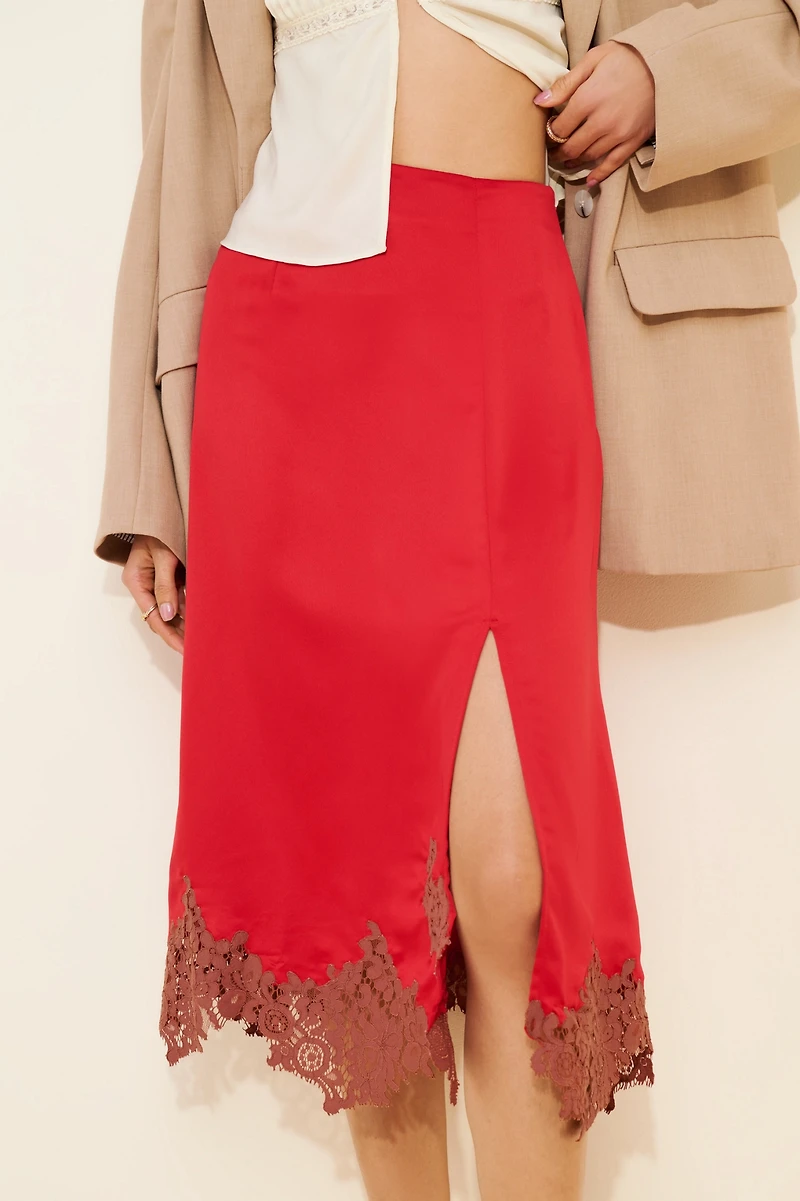 Bl-nk Lania Lace Trim Slip Midi Skirt