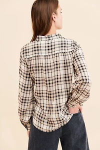 Sanctuary Kiera Tie Neck Plaid Blouse