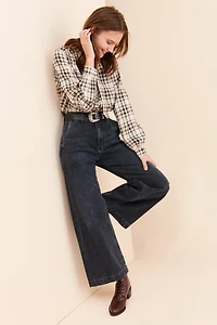 Sanctuary Kiera Tie Neck Plaid Blouse
