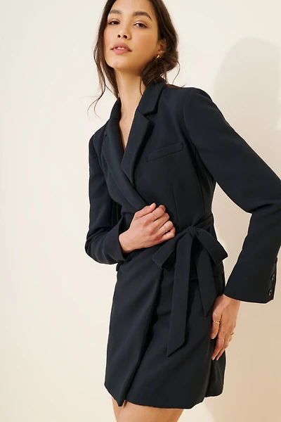 Tie-Waist Blazer Mini Dress