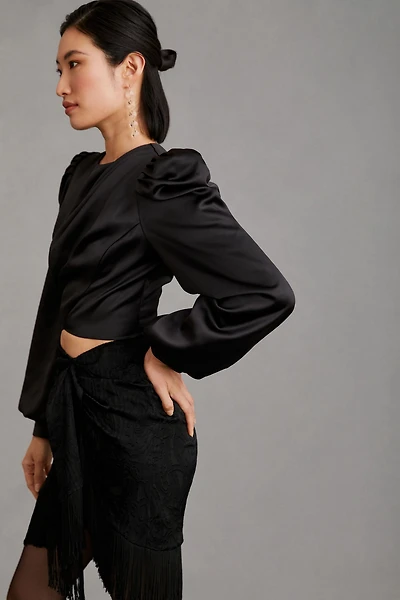 Mare Satin Puff-Sleeve Top