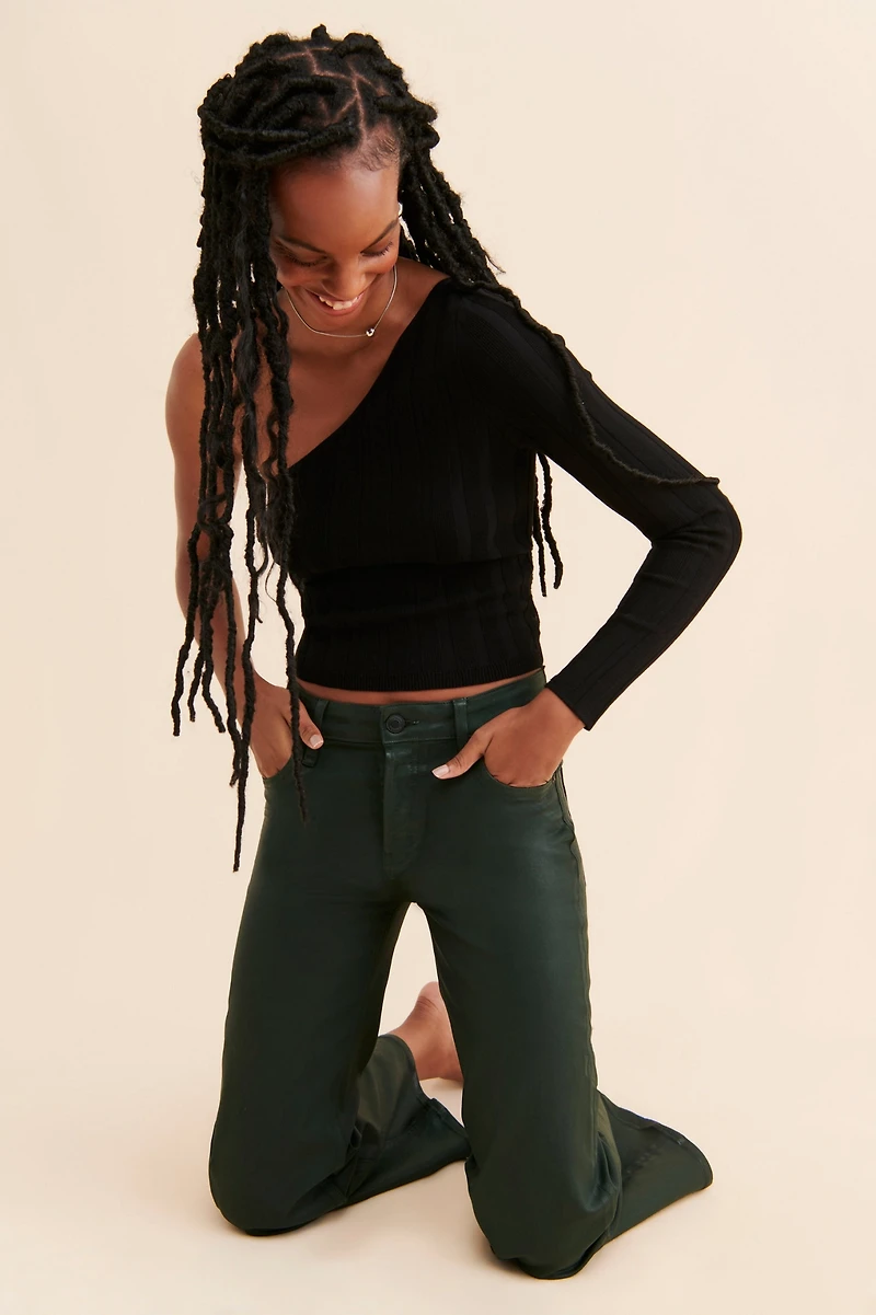 Hudson Rosie High Rise Wide Leg Coated Jeans