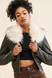 [BLANKNYC] Moonlighter Vegan Leather Bomber Jacket