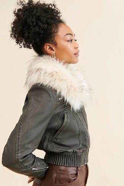 [BLANKNYC] Moonlighter Vegan Leather Bomber Jacket