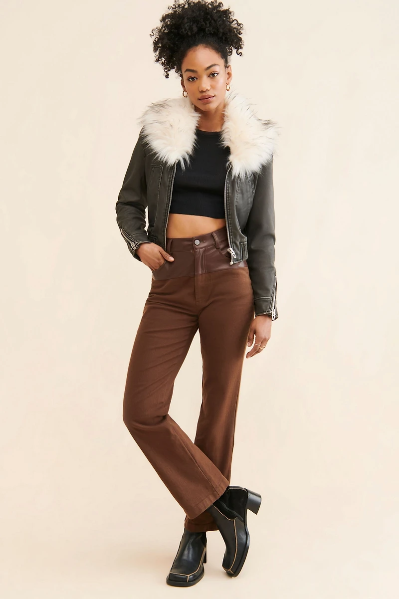 [BLANKNYC] Moonlighter Vegan Leather Bomber Jacket