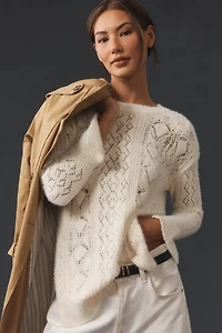 Pilcro Distressed Stitch Longline Side Slit Sweater