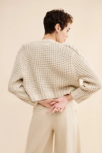 Dot and Lu Braided Sleeve Boxy Cardigan