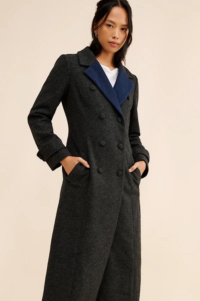Hutch Two-Tone Double Breasted Coat