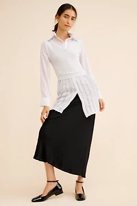 Dot and Lu Twofer Knit Vest Chiffon Top