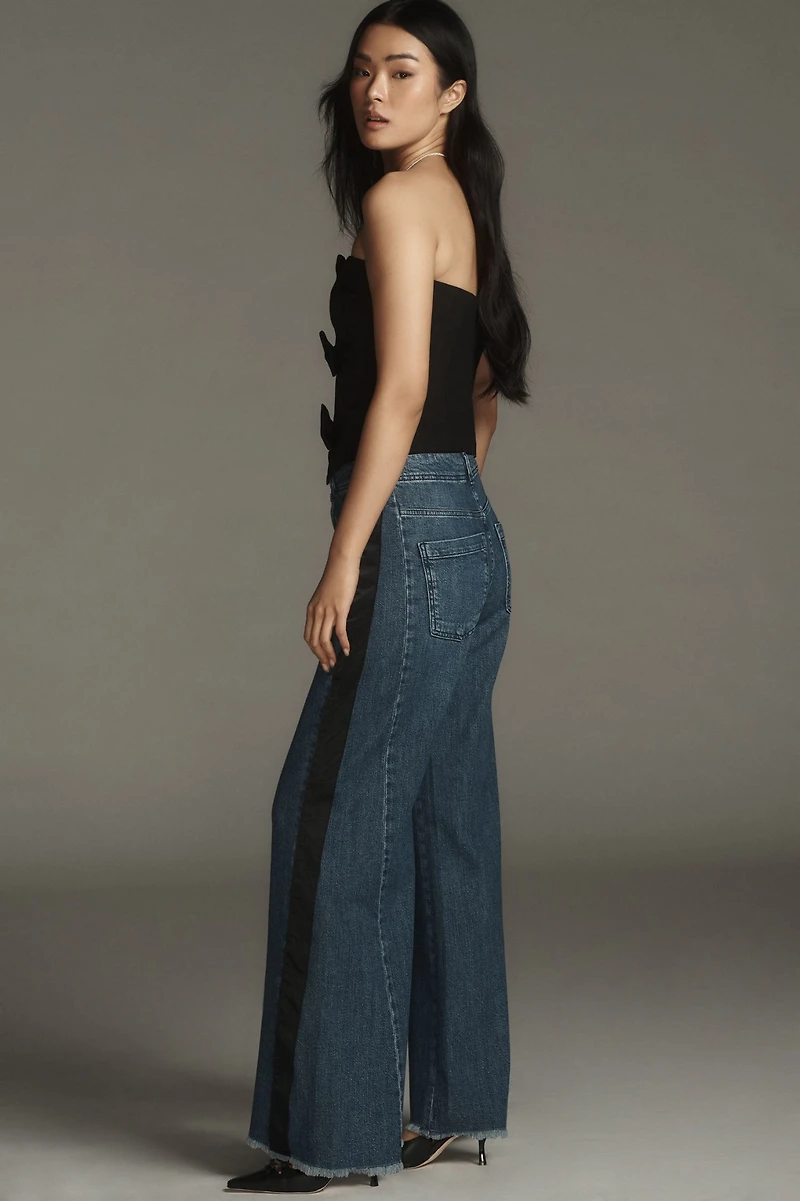 Pilcro The Adi Mid-Rise Frayed Relaxed Flare Jeans: Tuxedo Edition