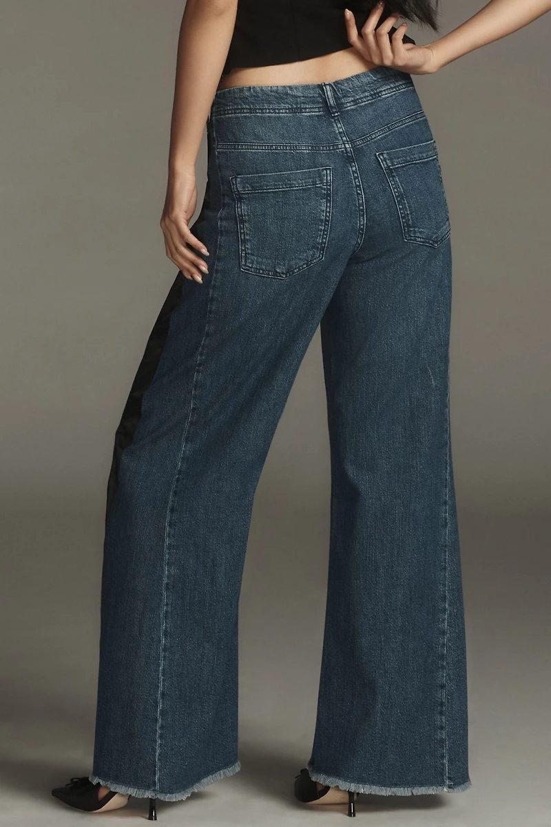Pilcro The Adi Mid-Rise Frayed Relaxed Flare Jeans: Tuxedo Edition
