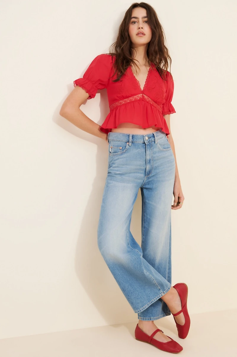 DL1961 Hepburn Wide-Leg High-Rise Ankle Jeans