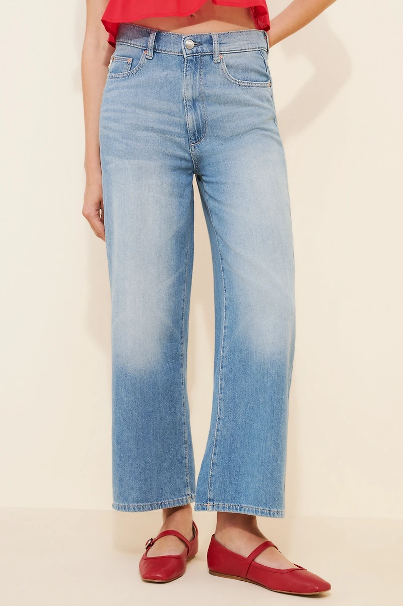 DL1961 Hepburn Wide-Leg High-Rise Ankle Jeans