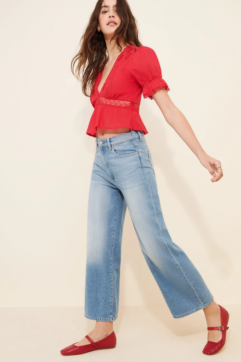 DL1961 Hepburn Wide-Leg High-Rise Ankle Jeans
