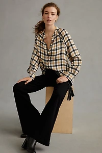 Pilcro Plaid Ruffled Buttondown