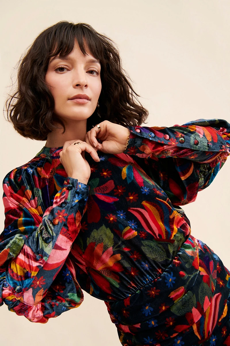 FARM Rio Banana Sky Velvet Dress
