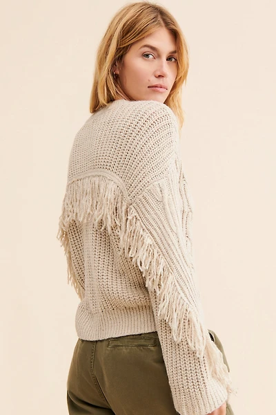 Moon River Cable Weave Fringe Pullover