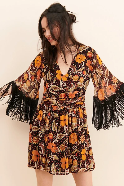 VERB Floral Fringe Mini Dress