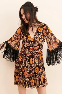 VERB Floral Fringe Mini Dress