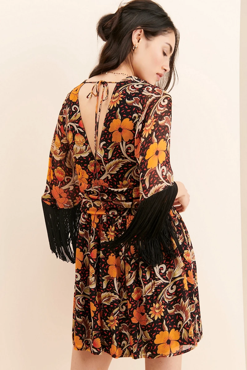 VERB Floral Fringe Mini Dress