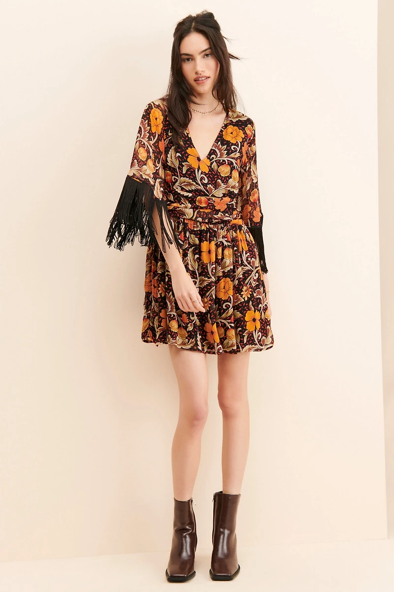 VERB Floral Fringe Mini Dress