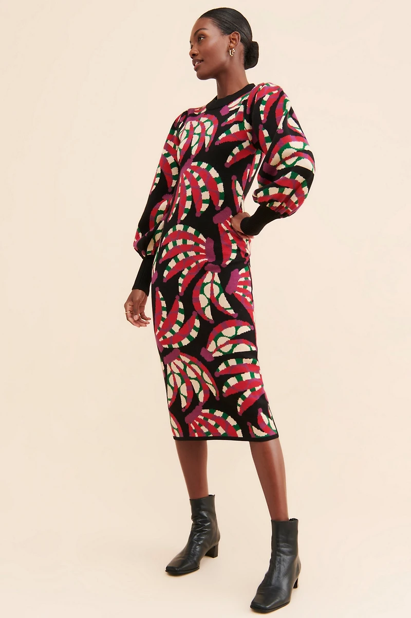FARM Rio Banana Dots Knit Sweater Dress