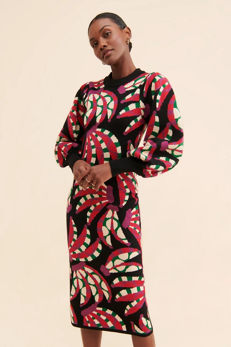 FARM Rio Banana Dots Knit Sweater Dress