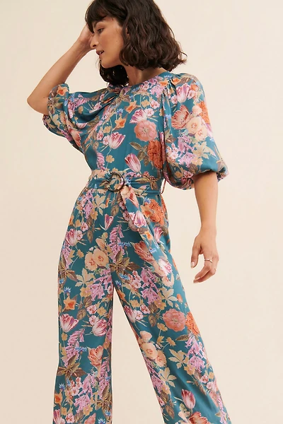 Kachel Floral Balloon Sleeve Jumpsuit