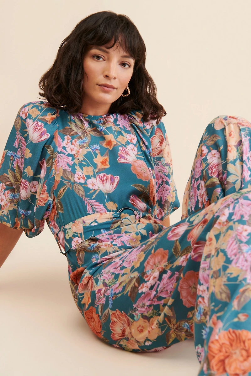 Kachel Floral Balloon Sleeve Jumpsuit