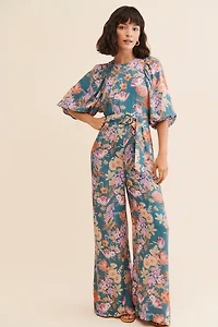 Kachel Floral Balloon Sleeve Jumpsuit