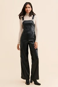 Avec Les Filles Vegan Leather Cargo Overalls