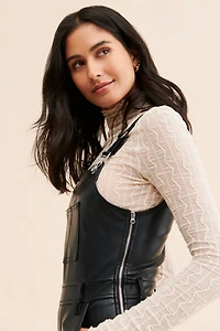 Avec Les Filles Vegan Leather Cargo Overalls