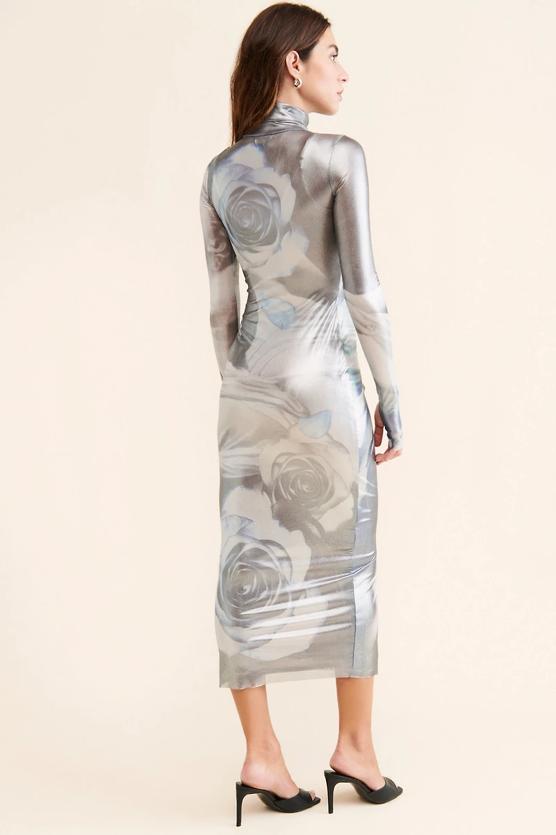 AFRM Shailene Foil Power Mesh Dress