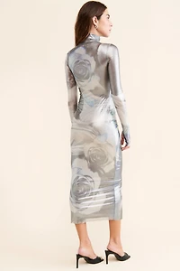 AFRM Shailene Foil Power Mesh Dress