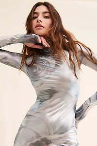 AFRM Shailene Foil Power Mesh Dress